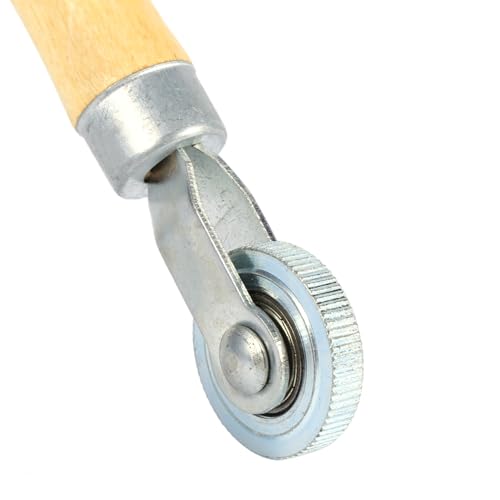 Generic Lightweight Wooden Handle Bearing Roller Puncture Tool to Remove Trapped Air for Good Adhesion, 4cm Wheel Diameter, Ideal for Repairing Tyres
