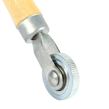 Generic Lightweight Wooden Handle Bearing Roller Puncture Tool to Remove Trapped Air for Good Adhesion, 4cm Wheel Diameter, Ideal for Repairing Tyres
