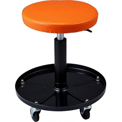 Adjustable Mechanics Rolling Creeper Seat Stool 16-22 Inch Height 250 Lbs Capacity Tool Tray for Shop Garage