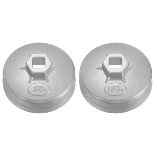 HARFINGTON 2pcs Oil Filter Cap Wrench 15 Flute 85 x 40 x 79mm (WxHxID) 1/2" Square Drive Aluminum Cup Type Drive Metric Oil Filter Socket Removal Tool for Engine Conduit Fittings - size: 15 Flute 85 x 40 x 79mm