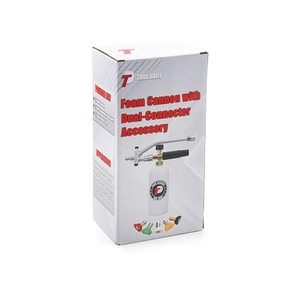 Tool Daily Foam Cannon with Dual Connector Accessory, 1/4 Inch Quick Connector, 5 Pressure Washer Nozzle Tips, 1 Liter - style: Foam Cannon with Dual Connector
