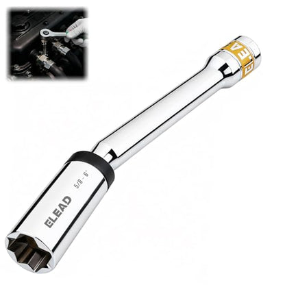 ELEAD 5/8" Swivel Magnetic Spark Plug Socket, 3/8" Drive x 6" Total Length, Thin Wall Spark Plug Removal Tool, 360 Degree Swivel, Enhanced Magnetic, 6-Point Design, Cr-V Steel - size: 5/8" x 6" Spark Plug Socket