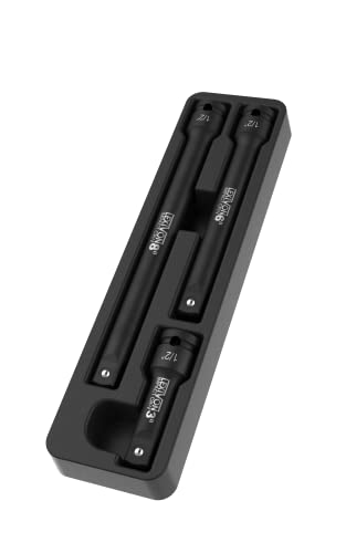 LEXIVON Impact Driver Extension Bar Set, 1/2" Drive | 3-Piece 3" 6" & 8" Long, Organized In A Tray | Hardened and Heat Treated Chrome Vanadium Steel (LX-115) - size: 1/2" Drive Extension Bar Set