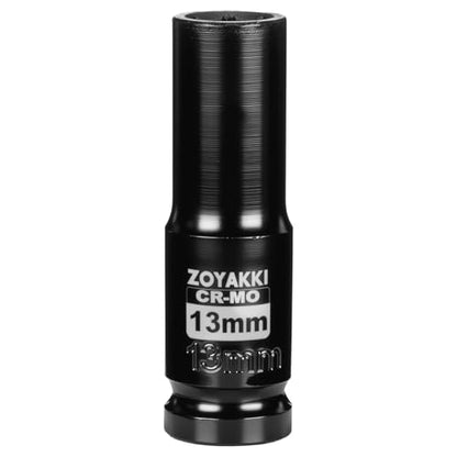 1/2" Drive 13mm Deep 6 Pt CR-MO Metric Impact Socket for Axle Nuts - size: 13mm, style: 1/2" Drive Deep