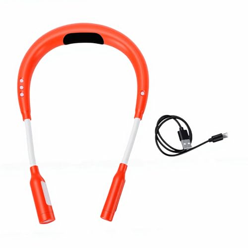 Orange LED Neck Light, Heated Flexible Reading Lamp with 3 Color 9 Brightness, Rechargeable Bendable Neck Light with 2000mAh Battery, for Campers, Mechanics, and Night Readers