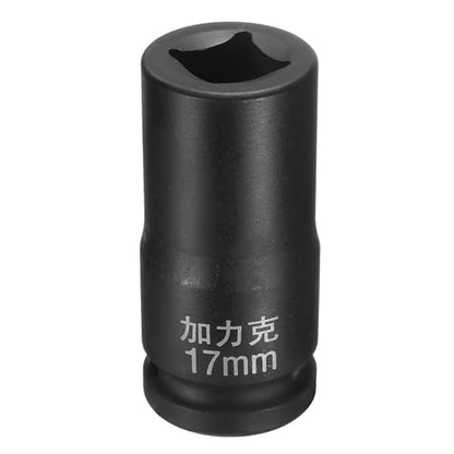 HARFINGTON 4 Point Square Socket 3/4" Drive by 17mm Metric Square Impact Socket 40CR Blackening Standard Wheel Sockets Pneumatic Socket Tool for Auto Repair Mechanical Maintenance Home Use - size: 17mm