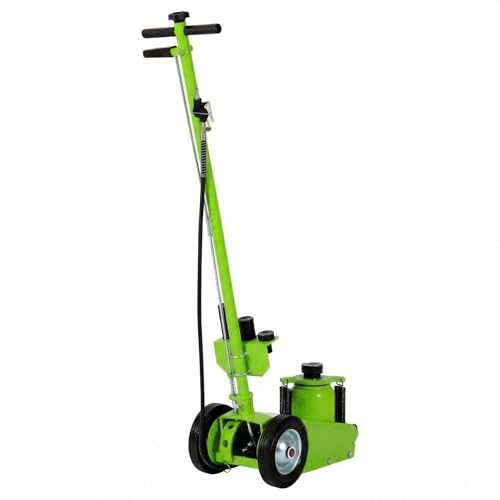 35 Ton Air Hydraulic Floor Jack, 77,000 LBS Capacity for Heavy Duty Trucks & Tractors, Low Profile 10 inch, with 4 Adapters, Dual Power (Air/Manual Hydraulic), 46" Adjustable Handle - color: Green, size: 35 Ton
