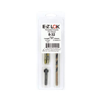 E-Z Hex Thread Repair Kit for Soft Wood Flush Threaded Inserts 8-32 x 10mm, Drill, Installation Tool - size: 8-32 x 10mm, style: Flush