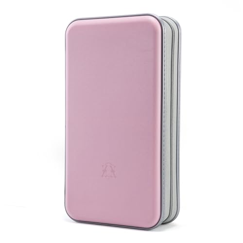 alavisxf xx CD Case, 96 Capacity Hard Plastic Disc Storage Holder for Car | CD DVD Holder, Portable Hand Strap, Zipper Closure, Anti-Slip Scratch-Resistant Sleeves, Disc Storage, for Home Office Travel - color: Light Pink, size: 96 Capacity