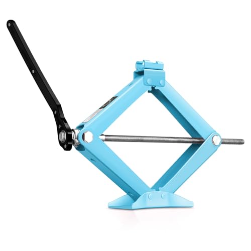 Auto Dynasty Scissor Jack, 2 Ton (4409 LBS) Portable Car Lift Jack, Quick Lift Car Tire Changing Kit with Extended Ratchet Wrench for SUV MPV Auto, Sky Blue - color: Sky Blue, size: 2T