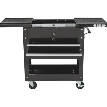 Ironton 28in. 2-Drawer Rolling Tool Cart, 350-Lb., Locking Drawers | Heavy-duty steel frame, open lower tray, quick-access tool organization, garage/workshop/warehouse use, easy maneuvering - size: 2 Drawer