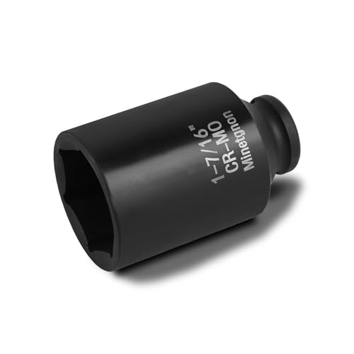 1-7/16 Socket Deep 1/2 Drive Impact Socket 6 Point CR-MO Axle Nut Heavy-Duty Socket SAE for Easy Removal & Installation of Wheel Hub & Axle Shaft Nuts - color: Deep_6 Pt_1/2, size: 1-7/16