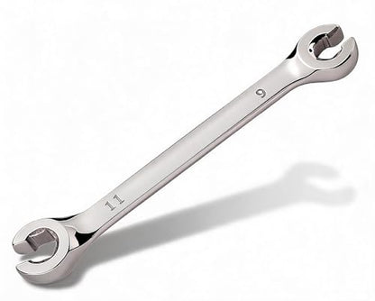 Auniwaig 9mm x 11mm Flare Nut Wrench Metric Double Open End | 15° Offset Ends, For Auto, Household, DIY Repairs - size: 9x11mm
