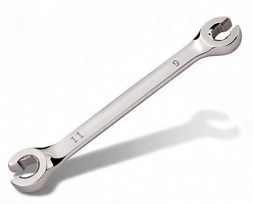 Auniwaig 9mm x 11mm Flare Nut Wrench Metric Double Open End | 15° Offset Ends, For Auto, Household, DIY Repairs - size: 9x11mm
