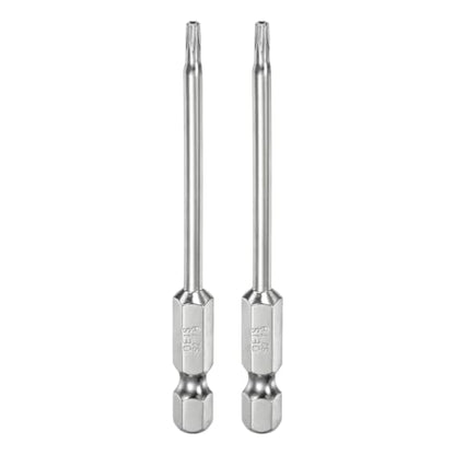 HARFINGTON 2pcs T9 Security Torx Bit 1/4" Hex Shank 3" Long S2 Steel Magnetic Tamper Resistant Star Bits Screwdriver Torx Head with Hole for Driver Drill Bits Remove Fastening Screws - size: T9