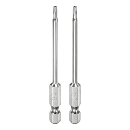 HARFINGTON 2pcs T9 Security Torx Bit 1/4" Hex Shank 3" Long S2 Steel Magnetic Tamper Resistant Star Bits Screwdriver Torx Head with Hole for Driver Drill Bits Remove Fastening Screws - size: T9