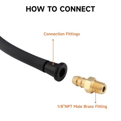 Natural Gas or LP Gas Manifold Pressure Test Kit Accessories, 2X 40 inch Rubber Hose, 1/8" NPT Male Brass Fitting for Replacement
