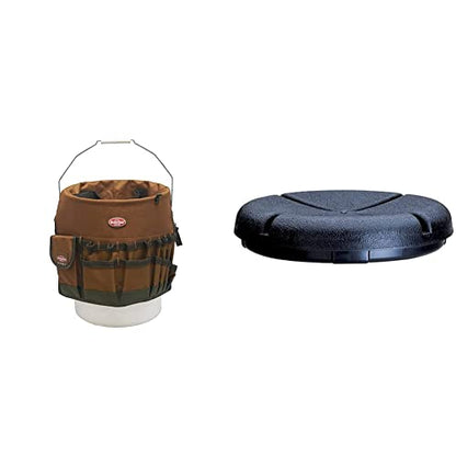 Bucket Boss The Bucketeer Bucket Tool Organizer in Brown, 10030 and Custom Leathercraft1140 EasySeat Lightweight Plastic Bucket Seat for 3 1/2 - 5 Gallon Buckets,Black