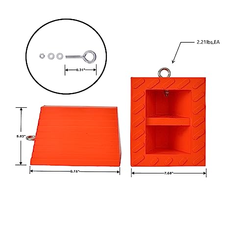 Wheel Chocks, Heavy Duty Wheel Chock with Handle，Rubber Wheel Chocks for Boat Trailers, RV, Truck, Camper, 4 Pack (Orange) - color: ORANGE-4
