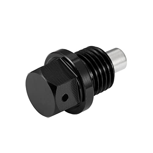 X AUTOHAUX 2 Set M14x1.5 Oil Drain Plug Magnetic Aluminum Alloy Sump Drain Nut Oil Drain Bolt with 2 Washer for Car Motorcycle Black - size: M14x1.5