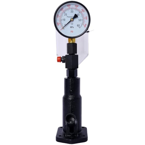 Diesel Injector Tester, Professional Fuel Injector Nozzle Tester for Tractors, Fuel Pressure Tester with Dual Scale Gauge, Precise Diesel Compression Tester, Complete Accessory Kit (400Bar/6000PSI) - size: 400Bar/6000PSI