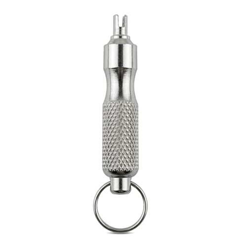 Tire Valve Core Removal Tool Keychain, Portable Stainless Steel Tire Valve Core Remover with Metal Ring, Rust Proof Wheel Valves Stem Disassembly Tool for Cars Trucks Bicycles (1 PCS) - color: 1 PCS