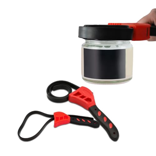 2PCS Oil Filter Wrench Set, Car Rubber Strap Wrenches, Adjustable Rubber Strap Wrench, 6in+ 8in Automotive Multifunctional Belt Wrench for Mechanics Plumbers