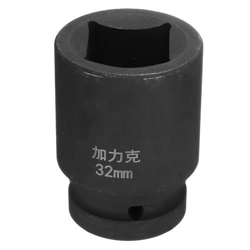 HARFINGTON 4 Point Square Socket 1" Drive by 32mm Metric Square Impact Socket 40CR Blackening Standard Wheel Sockets Pneumatic Socket Tool for Auto Repair Mechanical Maintenance Home Use - size: 32mm