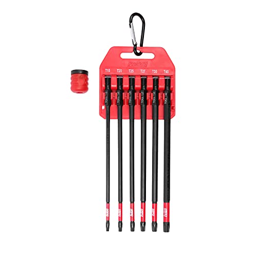Protorq Long Impact Bit Set, TORX, 6-Inch Length, 6-Piece with 1-Piece magnetizer & demagnetizer - size: 6pc 6 in. T15-T40 with Magnetizer