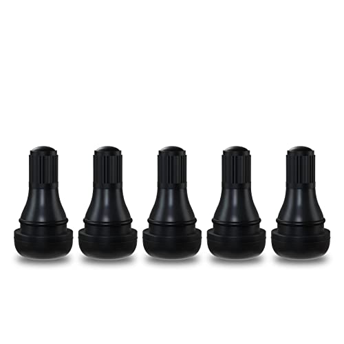 CKAuto TR412 Rubber Snap-in Short Black Tire Valve Stem for Tubeless 0.453 Inch 11.5mm Rim Holes on Standard Vehicle Tires (5pcs/Bag) - size: TR412