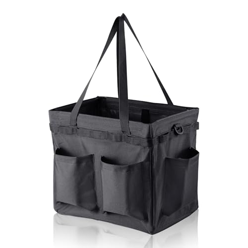 Car Trunk Organizer Multifunctional Storage Toolbox Carry Griddle,Large Grill Utensils Accessory Grilling Tools Basket Carrying Caddy Tool Tote Bag Storage Box Camp Cooking bbq Outdoor(Black) - color: Black