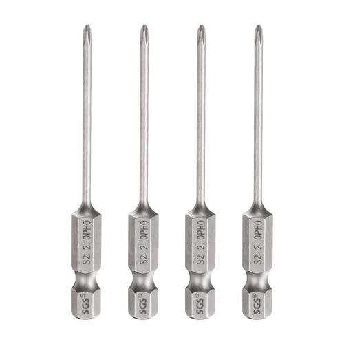 HARFINGTON 4pcs #0 Phillips Screwdriver Bit PH0 1/4" Hex Shank 2.6" (65mm) Long 0.08" Rod Magnetic Cross Head Drill Bits S2 Steel Industrial Screw Driver for Electric Power Tools, Gray - size: PH0 x 2.6" x 0.08"