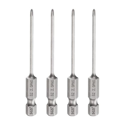 HARFINGTON 4pcs #0 Phillips Screwdriver Bit PH0 1/4" Hex Shank 2.6" (65mm) Long 0.08" Rod Magnetic Cross Head Drill Bits S2 Steel Industrial Screw Driver for Electric Power Tools, Gray - size: PH0 x 2.6" x 0.08"
