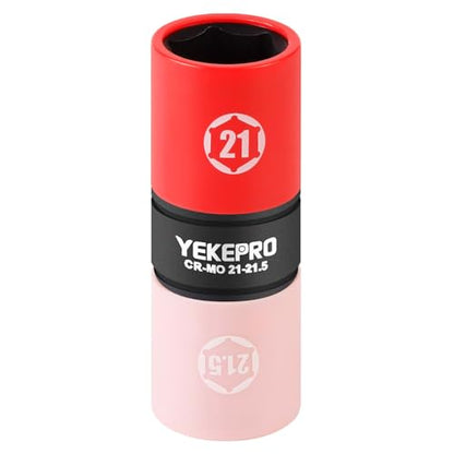 1/2" Drive Flip Lug Nut Socket 21mm x 21.5mm, Double Ended Thin Wall Impact Flip Socket for Lug Nut Removal, Dual Size Wheel Nut Socket Tool, 1Pc - size: 21mm x 21.5mm, 1pcs