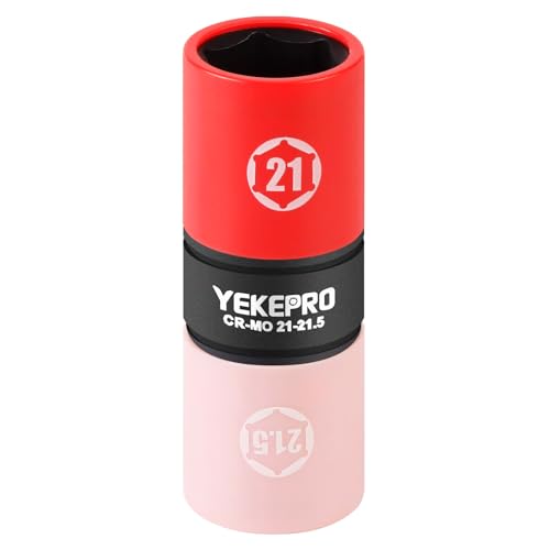 1/2" Drive Flip Lug Nut Socket 21mm x 21.5mm, Double Ended Thin Wall Impact Flip Socket for Lug Nut Removal, Dual Size Wheel Nut Socket Tool, 1Pc - size: 21mm x 21.5mm, 1pcs