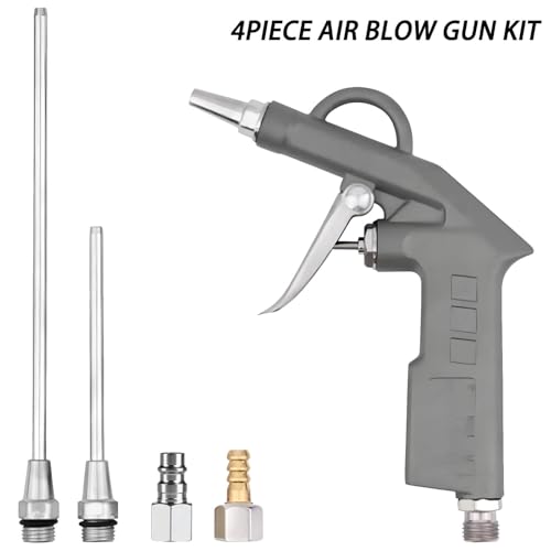 7-Piece Multi-Purpose Air Compressor Accessory Kit, Air Blow Gun and Extendable Air Nozzles, 5 Meter Long PU Air Hose, 100PSI Tire Pressure Gauge with Inflator, 1/4" NPT Air Coupler
