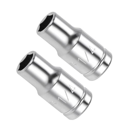 6-Point Socket, 1/4" Drive 1/4" Deep, Polished Chromed CR-V SAE Standard Shallow Impact Socket - (Applications: for Ratchet Torque Electric Wrenches Car Repair), 2-Pieces - size: 1/4"