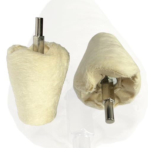 5PCS Cone-Shaped White Flannelette Buffing Wheel for Drill, Buffing Pad Cotton Polishing Wheel with 1/4" Handle, Wheel Shaped Polishing Tool for Metal Aluminum, Stainless Steel, Chrome, Jewelry, Wood