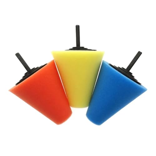 Auto Wheel Used for Electric Drill Burnishing Ball Polishing Cone Set Car Hub Buffing Sponge Kit(Blue 3pcs) - color: Blue 3pcs