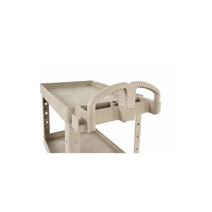 Rubbermaid Commercial Products BRUTE Heavy Duty 2-Shelf Utility/Service Cart, Medium, Lipped Shelves, Ergonomic Handle, 500 lbs. Capacity, Beige, for Warehouse/Garage/Cleaning/Maintenance - color: Beige, size: Medium, style: 2-Shelf