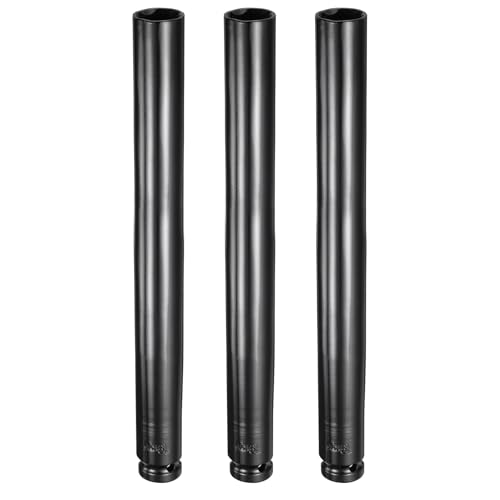 HARFINGTON 3pcs 6-Point Deep Impact Socket 1/2" Drive 19mm Metric Socket 11.5" (293mm) Extra Long Heat-Treated 45# Steel for Home Auto Spindle Axle Hex Nuts Bolts Repair, Black - size: 19mm + 11.5" Long
