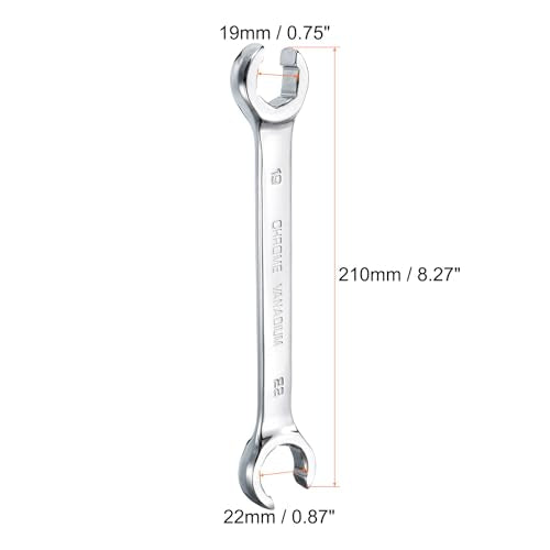 HARFINGTON Flare Nut Metric Wrench 19mm x 22mm CR-V Mirror Polished Chrome Plating Metric Wrench for DIY Hand-making Automotive Repairs and Household Maintenance - size: 19mm x 22mm