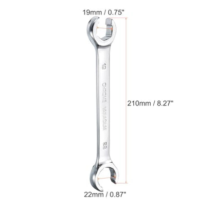 HARFINGTON Flare Nut Metric Wrench 19mm x 22mm CR-V Mirror Polished Chrome Plating Metric Wrench for DIY Hand-making Automotive Repairs and Household Maintenance - size: 19mm x 22mm