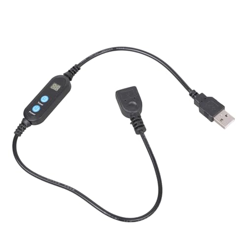 USB Timer Cable with Adjustable 1-30 Minutes Countdown, Auto Power Off Switch for Aquarium LED Lights Fan Kitchen Appliances, 50cm USB Male to Female Timing Cord with Shutoff Button