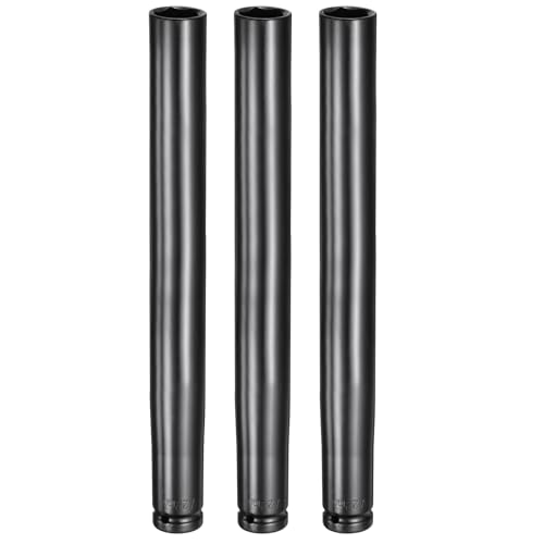 HARFINGTON 3pcs 6-Point Deep Impact Socket 1/2" Drive 22mm Metric Socket 11.7" (296mm) Extra Long Heat-Treated 45# Steel for Home Auto Spindle Axle Hex Nuts Bolts Repair, Black - size: 22mm + 11.7" Long