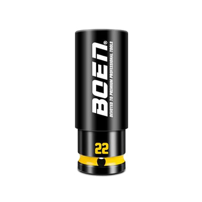 BOEN 22mm 1/2" Drive Wheel Protector Impact Socket, Non-Marring Thin Wall Wheel Protector Nut Socket, Color-Coded, Embossed and Painted Marking, CR-MO Steel - style: 22MM