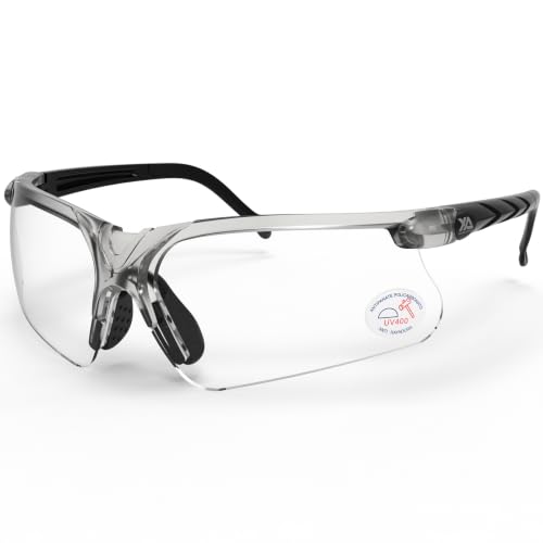xaegistac Shooting Glasses with Case-Safety Glasses Anti Fog | Z87.1 Certificated Impact Resistance Safety Glasses for Hunting Shooting Sports - color: Clear Lens Grey/Black Frame