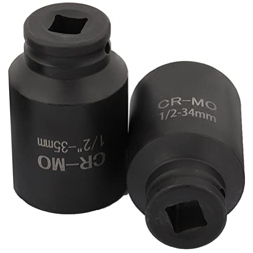 SCITOO 5pcs Deep Spindle Axle Nut Impact Socket Set 1/2 6 Point Drive Metric Axle Hub Nut Socket 33mm 34mm 35mm 36mm 38mm