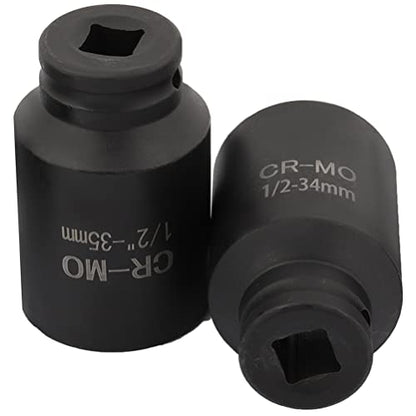 SCITOO 5pcs Deep Spindle Axle Nut Impact Socket Set 1/2 6 Point Drive Metric Axle Hub Nut Socket 33mm 34mm 35mm 36mm 38mm