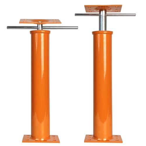 House Jack for Leveling, 15.5"-21" Adjustable Jack Post Basement Floor Jack | 2 Pack Screw Floor Jack Steel Telescoping Jacks, Heavy Duty House Foundation Jack for Leveling Crawlspace Permanent - color: Orange, size: 2PC（16"-21")
